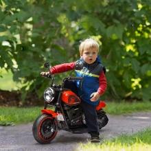 6V Kids Motorcycle w/ Training Wheels, Single-Button Start - Red