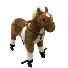 Childrens Soft Plush Mechanical Toy Riding Horse - Brown