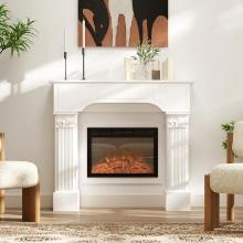Freestanding Fireplace Surround for Electric Fireplaces, 43.3" W x 42.8" H - White