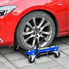 Car Dolly Set of 2 with Foot Jack, 4 Wheel - Blue