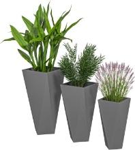 Outsunny Set of 3 Tall Planters, 28.75", 24.5", 20.5", MgO Indoor Outdoor Planters with Drainage