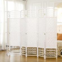 6 Panel Folding Room Divider Portable Privacy Screen - White