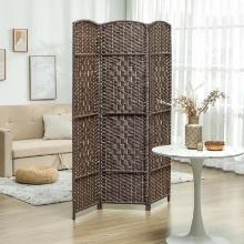 Folding Room Divider Screen 4 Panel 6' Tall Privacy Screen - Brown