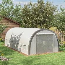 Walk-in Tunnel Greenhouse with Upgraded Structure, Warm Tent Plant House - White