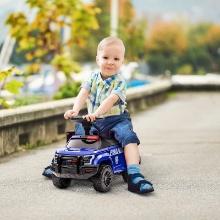Kids Push Ride On Car with Working PA System and Horn, Police Truck Style - blue