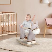 Plush Ride On Rocking Horse Donkey - Gray