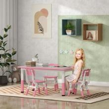 5 Pieces Kids Table and Chairs - white and pink