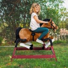 Durable Kids Plush Spring Rocking Horse, Ride On Rocking Horse with Realistic Sounds - Brown