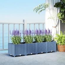 5 x 1 x 1 ft Outdoor Flower Box with Drainage Holes for Vegetables, Herbs, Blue