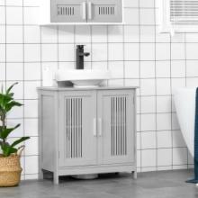 Under Sink Pedestal Storage Bathroom Cabinet, Grey