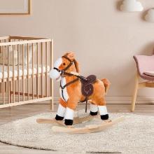 Kids Plush Toy Rocking Horse - brown