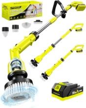 High Power Electric Scrubber with 50Inch Long Adjustable Handle,1200RPM
