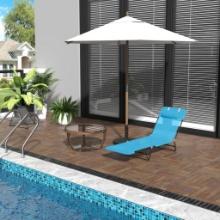 Outdoor Folding Chaise Lounge Beach Chair - blue