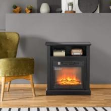 27" Freestanding Electric Fireplace with Mantel, 1400W - black