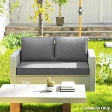 2 Seat Patio Furniture Cushions, 46x26x5 in, Thick Outdoor Loveseat Cushion Set - Gray