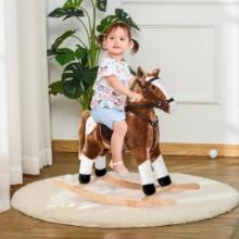 Kids Plush Toy Rocking Horse Pony - brown