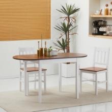 55" Wood Kitchen Table, Drop Leaf Table - brown