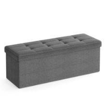 Folding Ottoman, Storage Bench With Lid, 31.7 Gal Capacity - Grey
