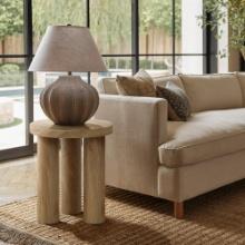 Oak Finish Manufactured Wood Round Side Table with 3 Pillar Legs - 19.3" H x 16.5" Diameter