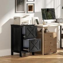 Vertical File Cabinet with 2 Drawers - black