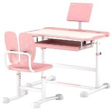 Adjustable Kids Desk and Chair Set with Tilt Desktop & Storage, Pink