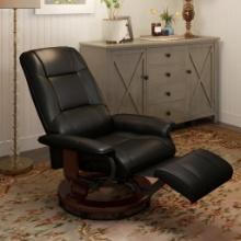 Faux Leather Reclining Lounge Chair with Footrest and Armrest - black