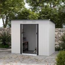 Backyard Tool Storage Shed with Dual Locking Doors, Steel Frame - White