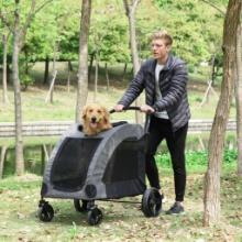 Foldable Dog Stroller with Storage Pocket for Medium Size Dogs - Grey