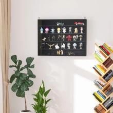 5-Tier Wall Shelf Display Cabinet with Glass Doors and 4 Adjustable Shelves - black
