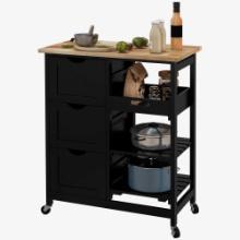 HOMCOM Rolling Kitchen Cart - Black