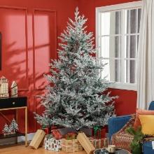 HOMCOM 7.5 Foot Artificial Nordic Pine Christmas Tree with Snow