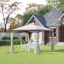 Outsunny 10' x 10' Outdoor Gazebo with Netting and Curtains
