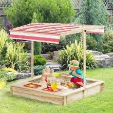 Outsunny Kids Wooden Sandbox with Natural Wood Color
