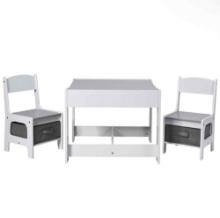Costway Kids Table Chairs Set With Storage Boxes Blackboard Whiteboard Drawing