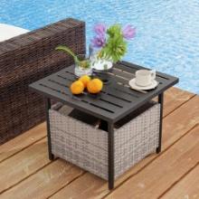 22" Rattan Wicker Umbrella Stand Table