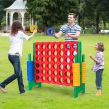 Costway Jumbo 4-to-Score Giant Game Set with 42 Jumbo Rings and Quick-Release Slider