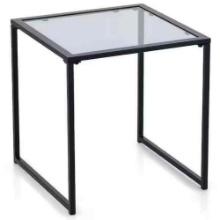 17'' Outdoor Side Table Patio Tempered Glass End Coffee Table