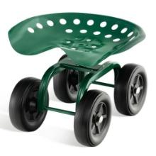 Costway Rolling Garden Cart Heavy Duty Workseat w/ 360 Swivel Seat -l