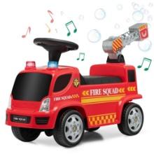 Costway Kids Push Ride On Fire Truck with Ladder Bubble Maker - Red TQ10092RE