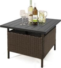 LUARANE Rattan Umbrella Side Table - Brown