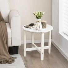Costway 18'' Patio Round Adirondack Side Table - White