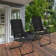 Costway 2PCS Patio Folding Chairs - Black OP70271BK-2