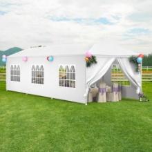10x30ft Outdoor Gazebo Canopy with 8 Removable Sidewalls for Events/Gatherings - White