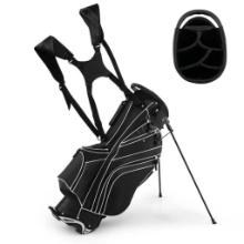 Costway Golf Stand Cart Bag with 6-Way Divider Carry Pockets - black