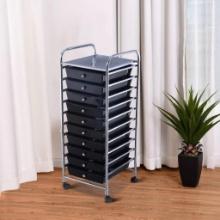 Costway 10 Drawer Rolling Storage Cart Scrapbook Office School Organizer - Black