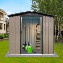 4FTx6FT Outdoor Metal Storage Shed with Sliding Doors & Apex Roof - Beige/Tan PARTIAL (Only box 2