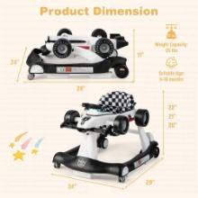Costway 4-in-1 Baby Walker Foldable Activity Push Walker Adjustable White/black