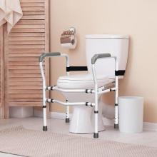 Steel Safety Toilet Rail with Created Fixable Clamp - White