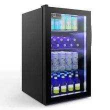 Costway - 120 Can Beverage Refrigerator Beer Wine Soda Drink Cooler Mini Fridge - Black