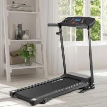Costway - 1.0HP Folding Treadmill Electric Support Motorized Power Running Machine Trainer - Black